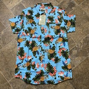 Sky Blue Beach Tree Buttoned Up Shirt